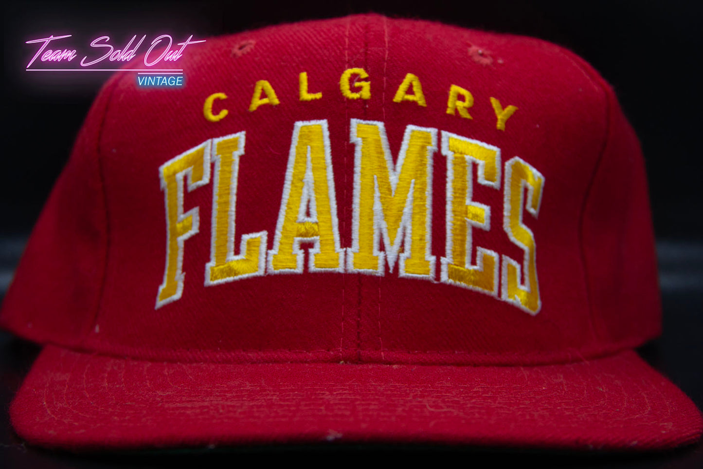 Vintage Starter Calgary Flames Arch Plain Logo Snapback Hat NHL