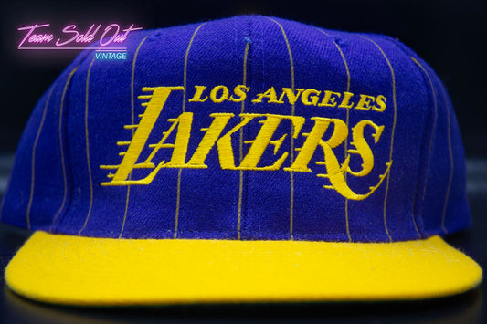 Vintage Los Angeles Lakers Pinstripe Script Snapback Hat NBA