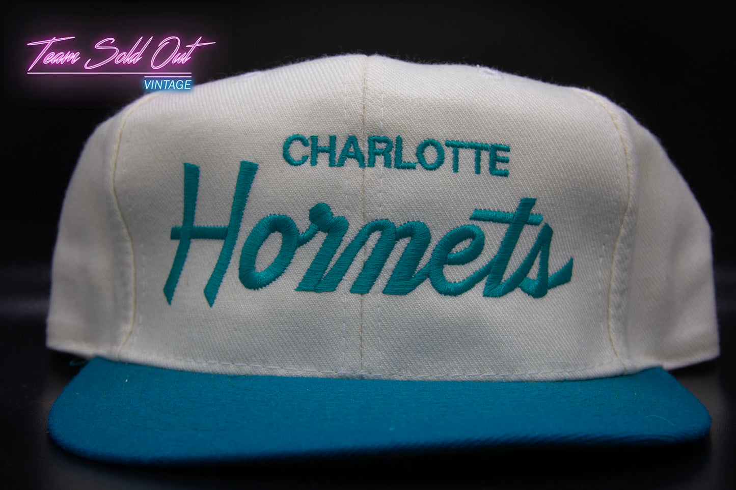 Vintage Charlotte Hornets Single Script Snapback Hat NBA