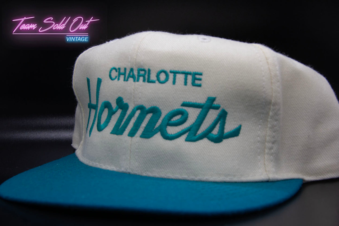 Vintage Charlotte Hornets Single Script Snapback Hat NBA