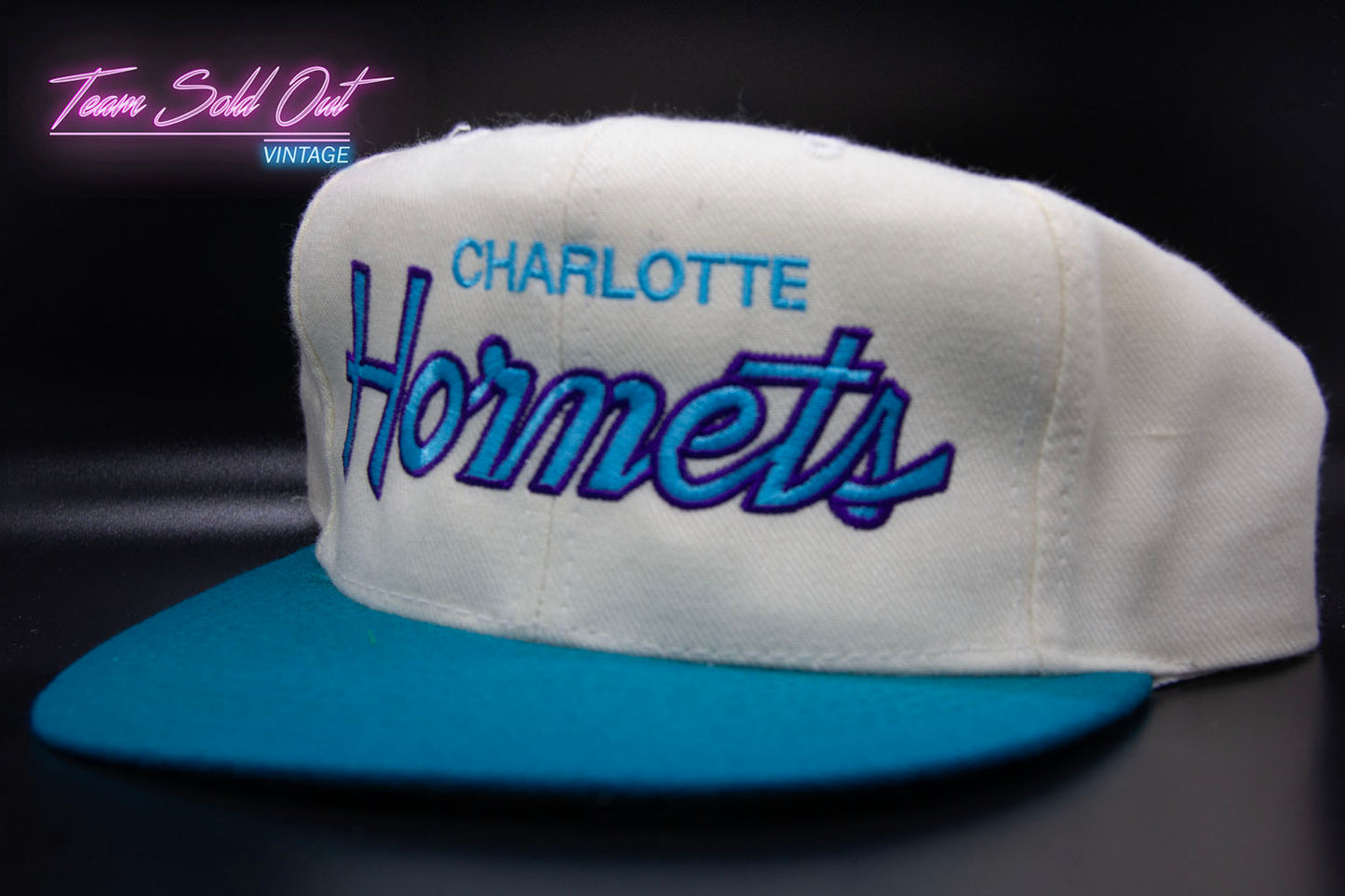 Vintage Charlotte Hornets Double Script Snapback Hat NBA