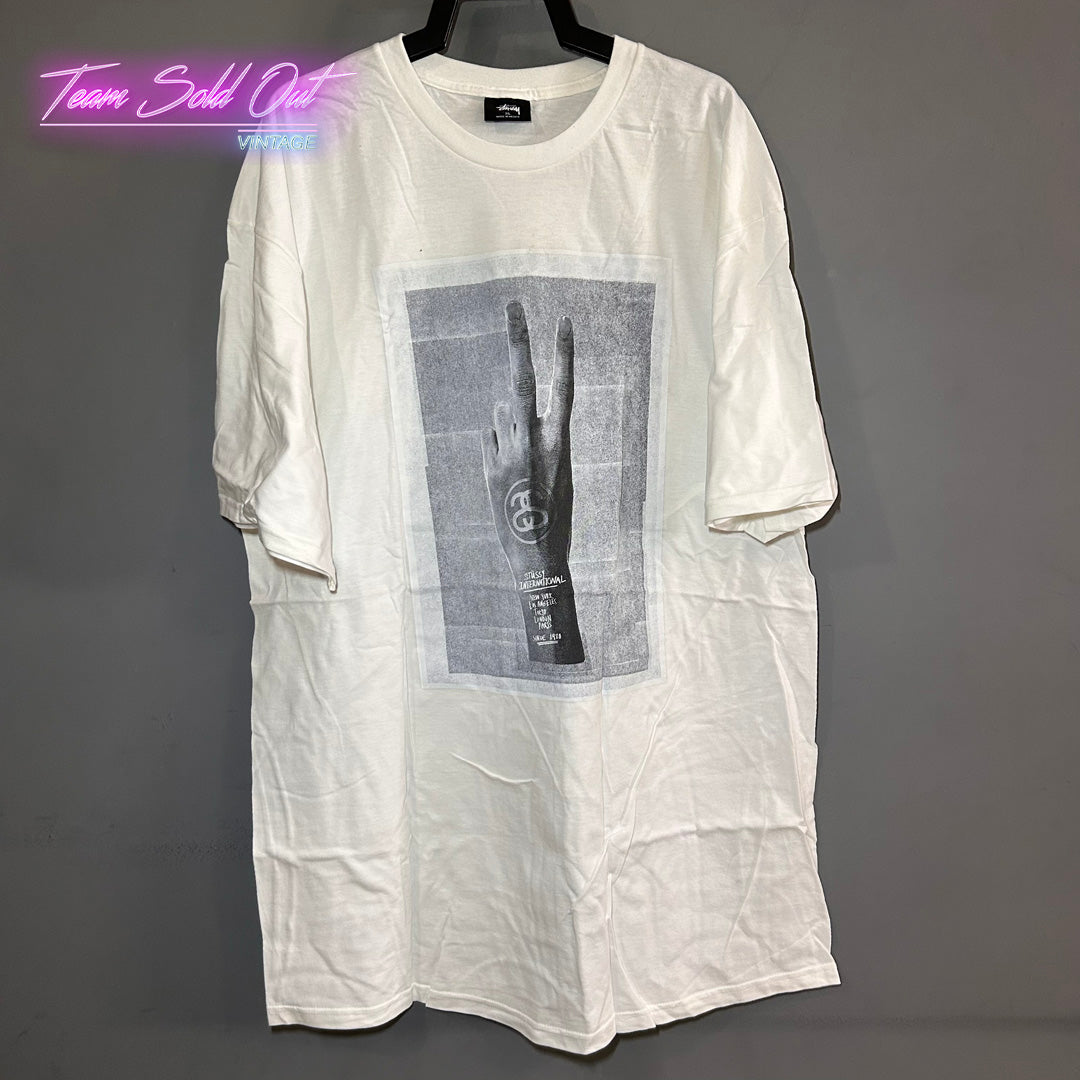Vintage New Stussy White Peace Tee T-Shirt XL – Team Sold Out Vintage