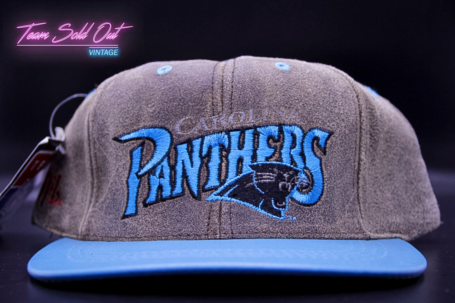 Vintage Modern Genuine Leather Carolina Panthers Plain Snapback Hat NFL