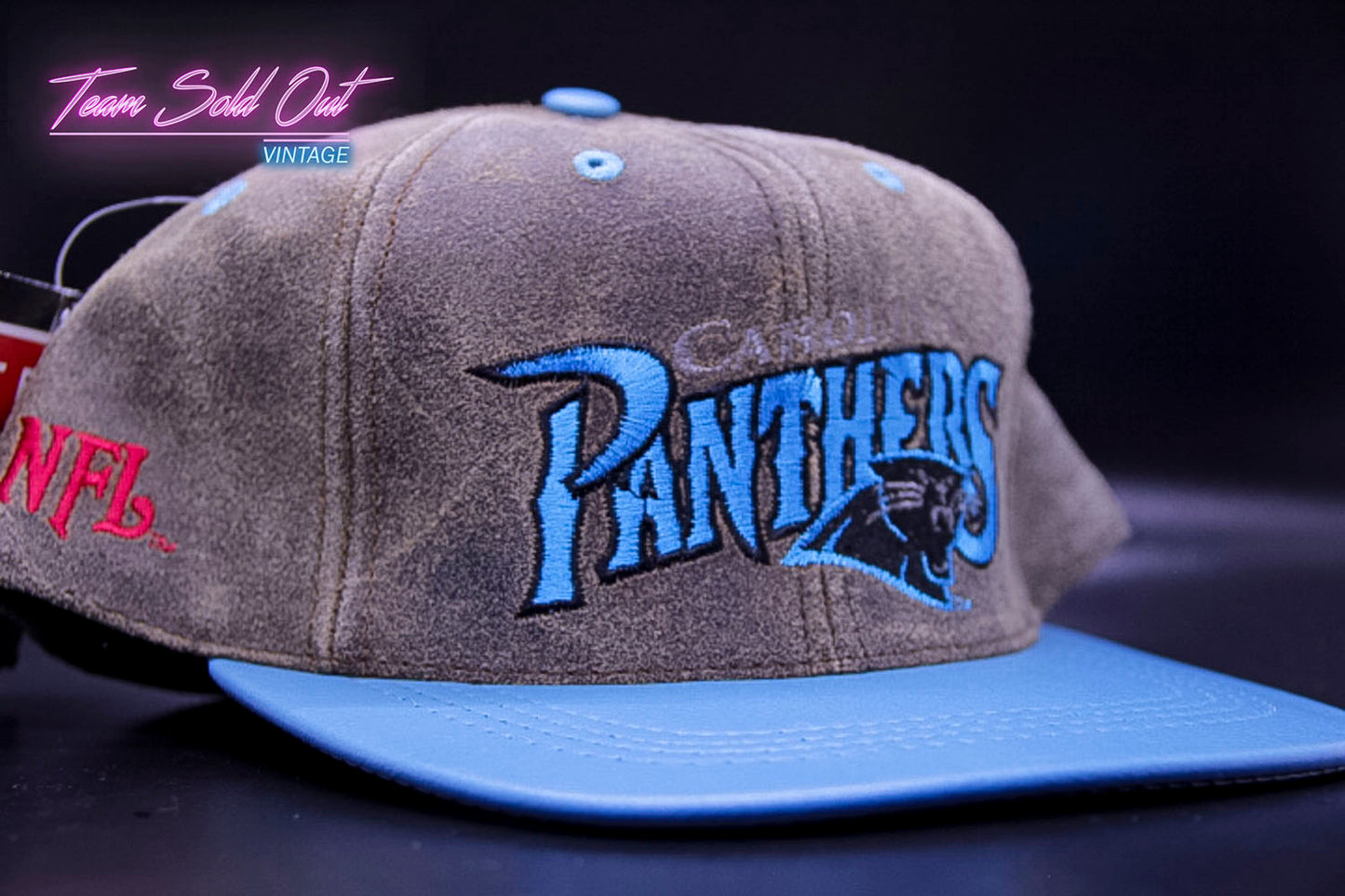 Vintage Modern Genuine Leather Carolina Panthers Plain Snapback Hat NFL