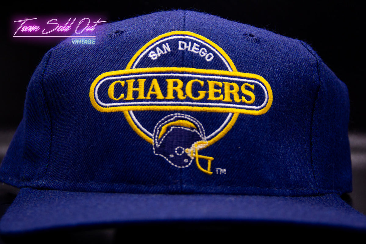 Vintage Sport Specialties Chargers Football NFL Blue & Yellow Mesh Snapback Hat