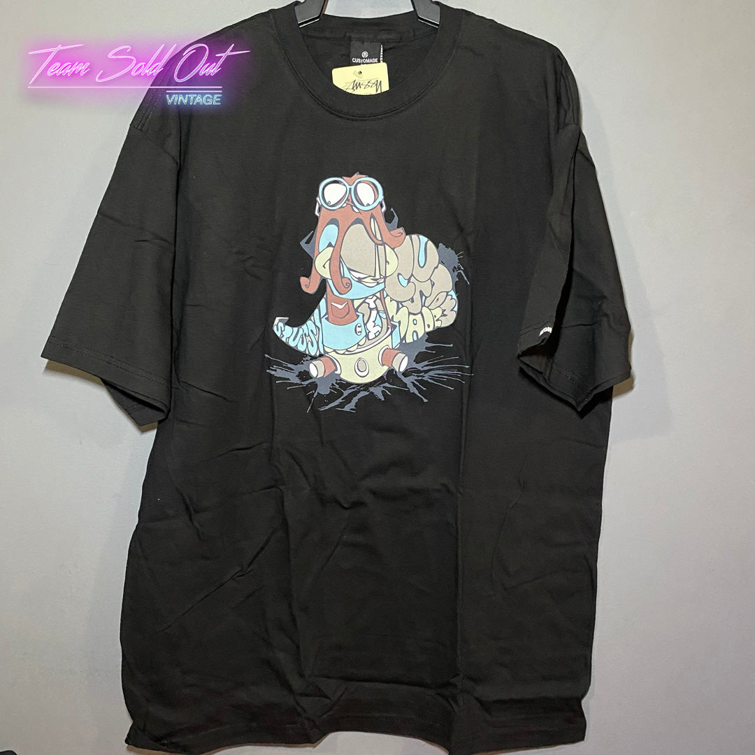 Vintage New Stussy Black Custom Made (Made In The USA)Tee T