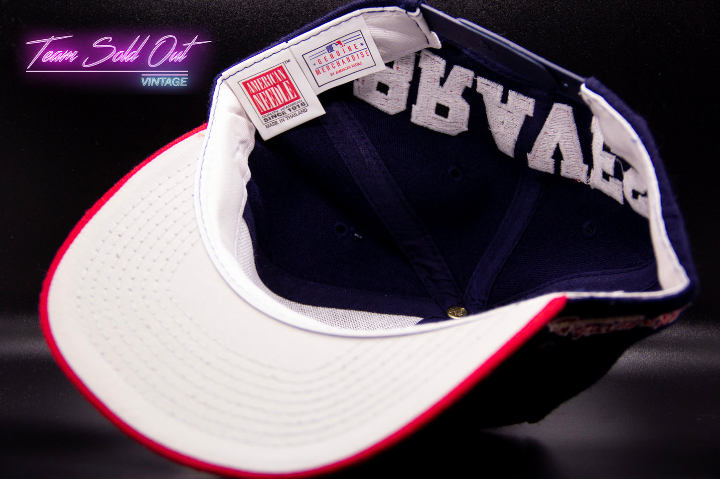 Vintage American Needle Blockhead Atlanta Braves Plain Logo Snapback Hat MLB