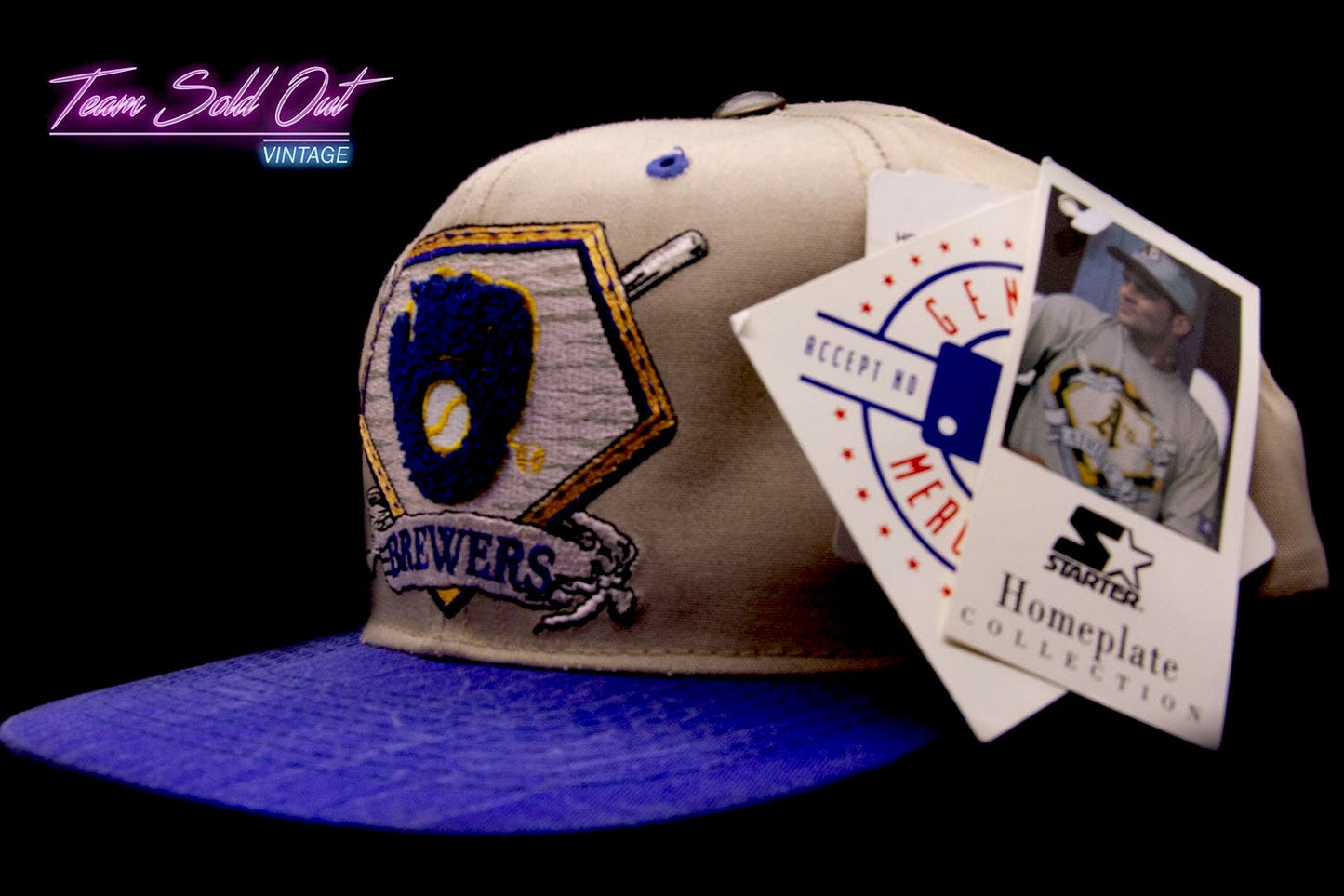 Vintage Starter Paisley Milwaukee Brewers Snapback Hat MLB