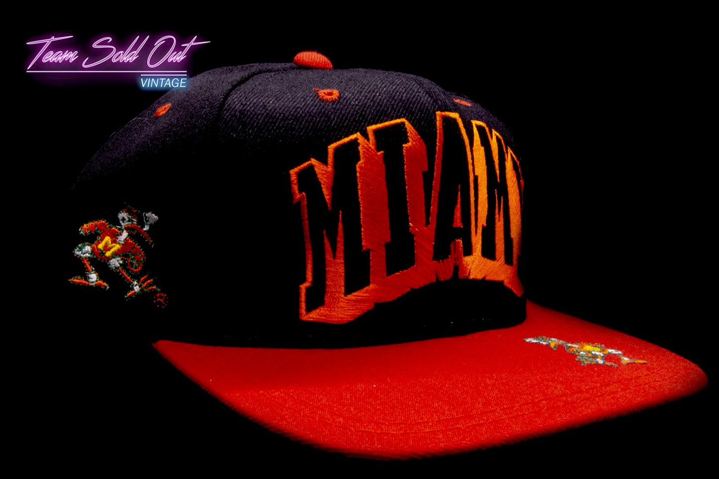 Vintage Cap Boy BlockHead Miami Hurricanes Snapback Hat NCAA