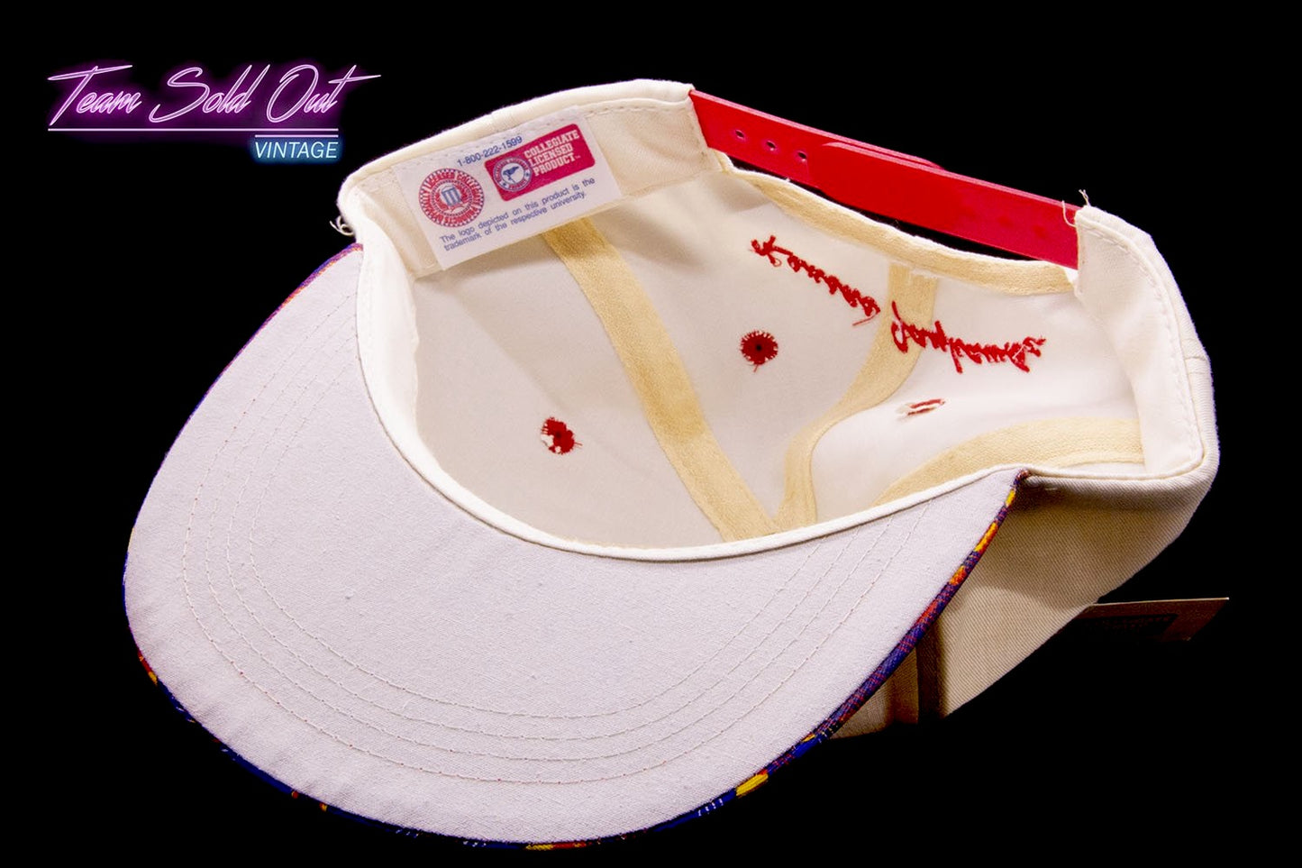 Vintage Kids Plain Logo Plaid Brim Kansas Jayhawks SnapBack Hat NCAA