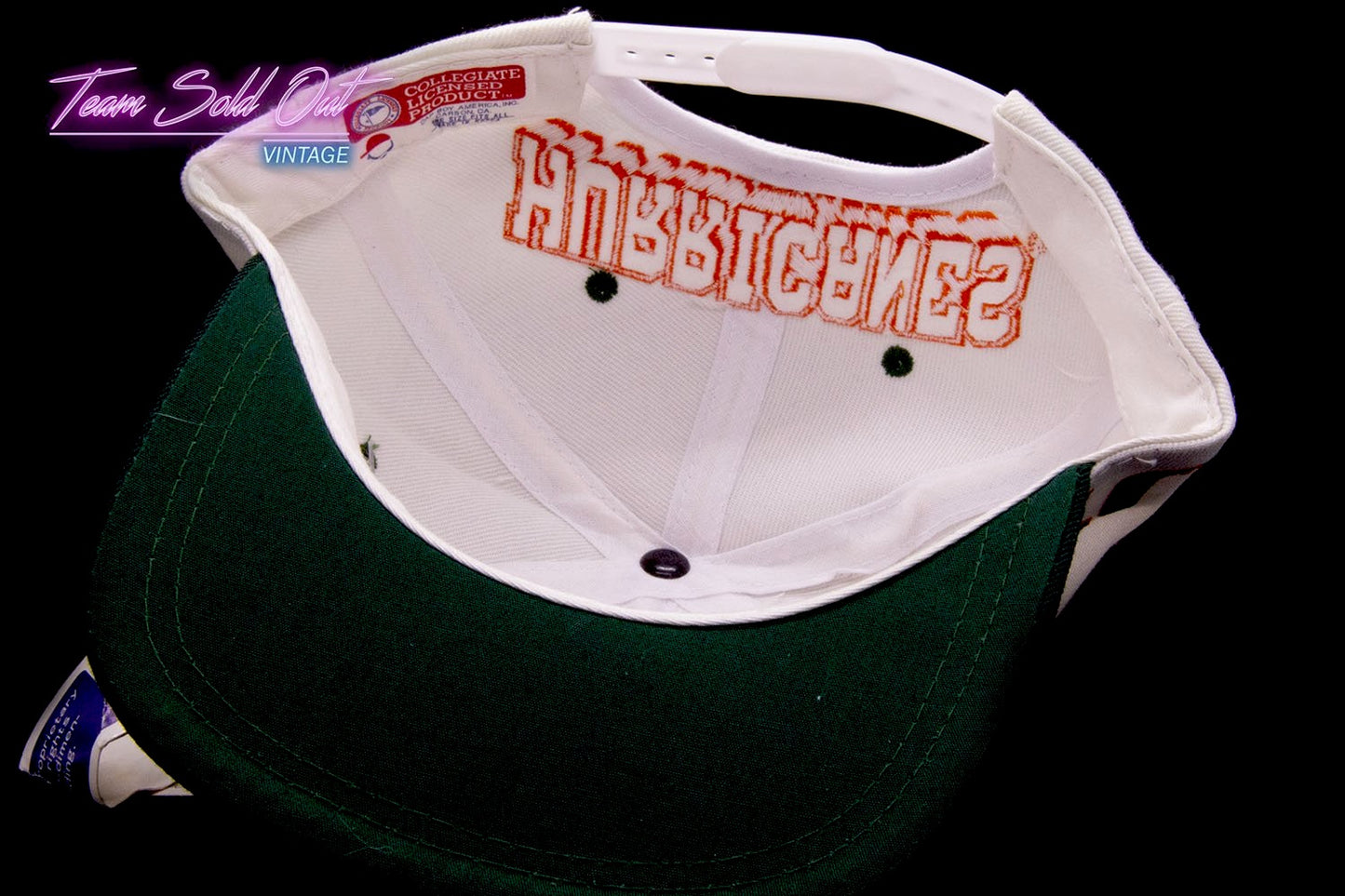 Vintage Cap Boy Block Head White Miami Hurricanes Snapback Hat NCAA