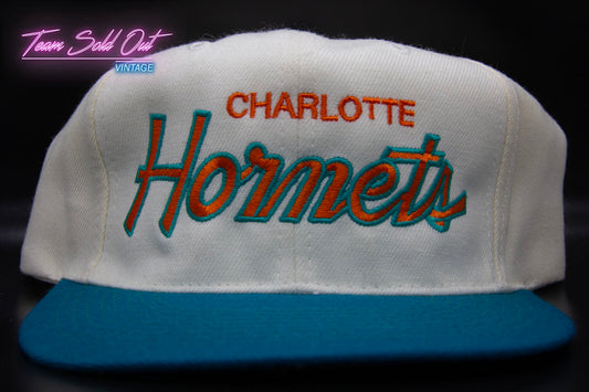 Vintage Charlotte Hornets Double Script Snapback Hat NBA