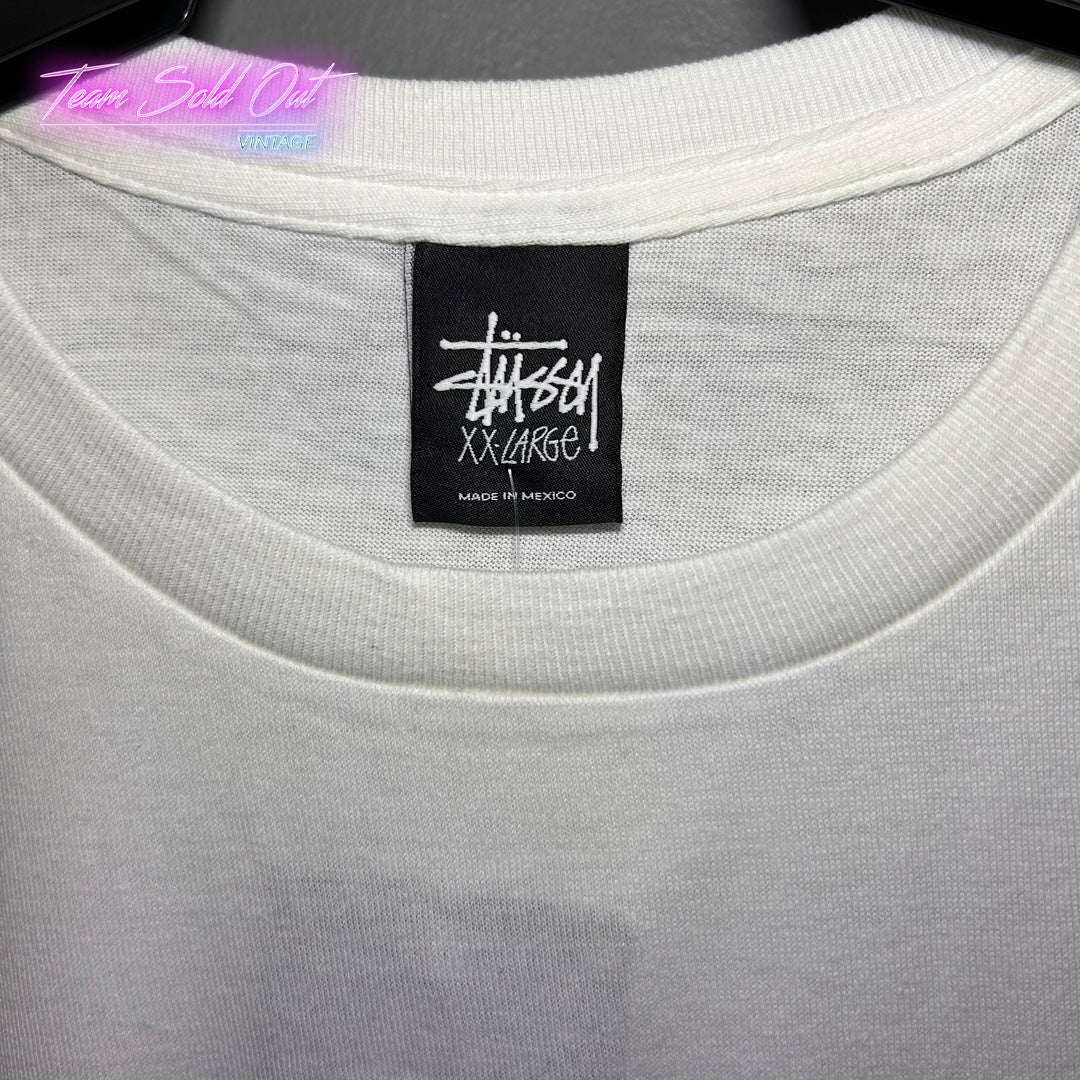 Vintage New Stussy White SS Link Tee T-Shirt 2XL