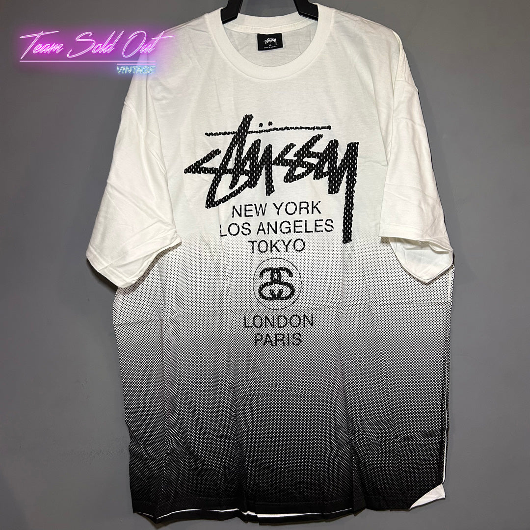 Vintage New Stussy White Dots World Tour Tee T-Shirt XL