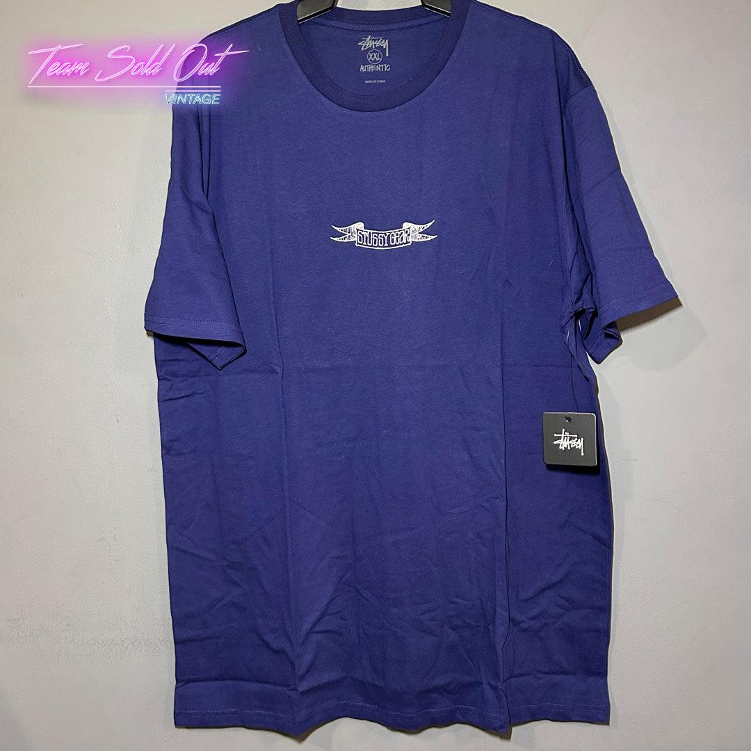 Vintage New Stussy Blue Authentic Tee T-Shirt 2XL