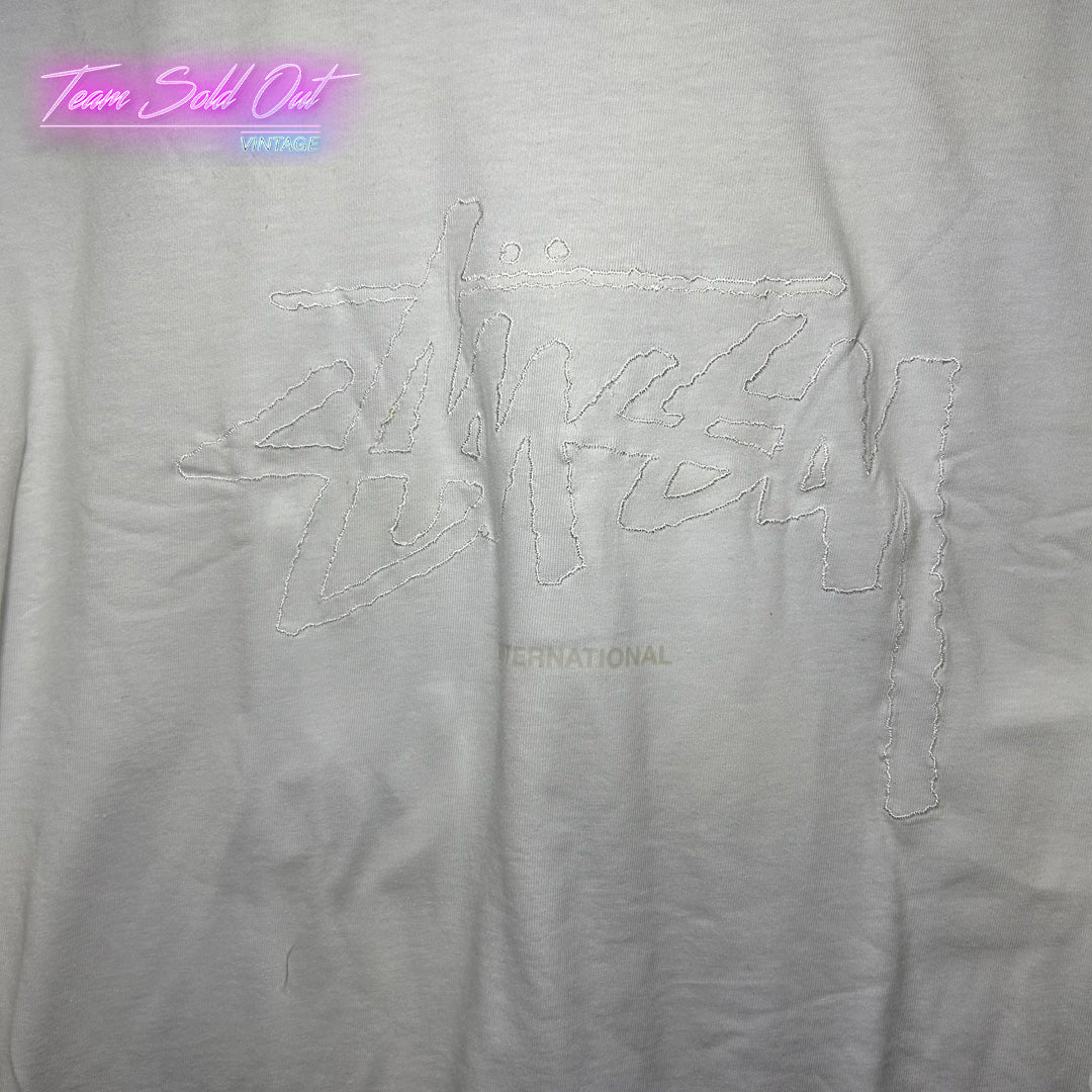 Vintage New Stussy White International Embroidered Tee T-Shirt 2XL