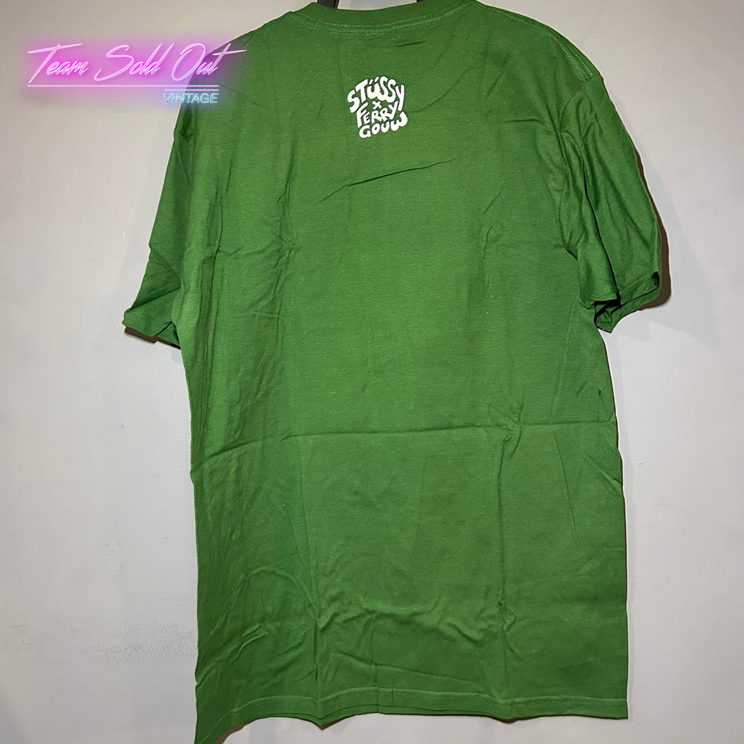 Vintage New Stussy Green Positive Vibration Tee T-Shirt Large