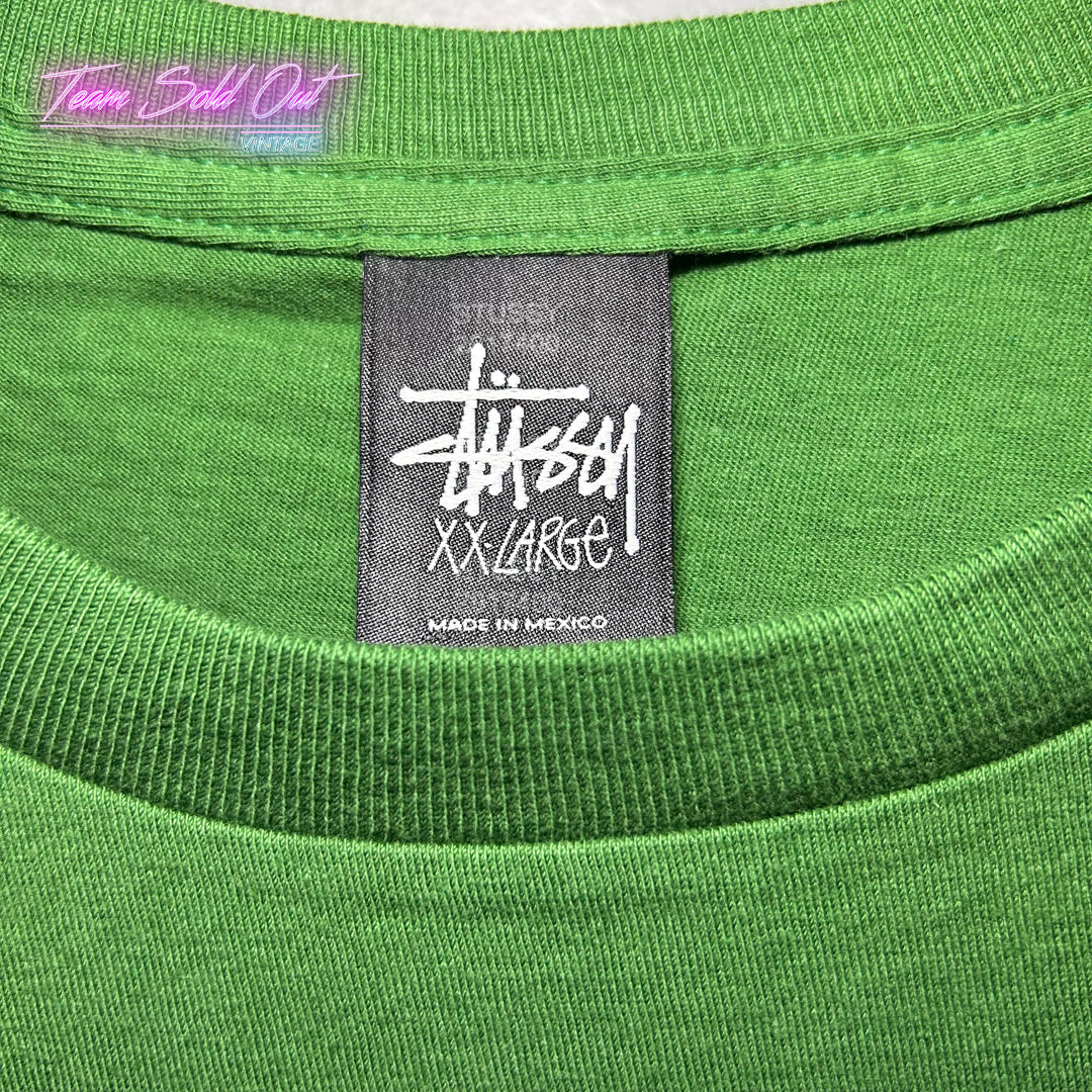 Vintage New Stussy Green Rat Indian Tee T-Shirt 2XL