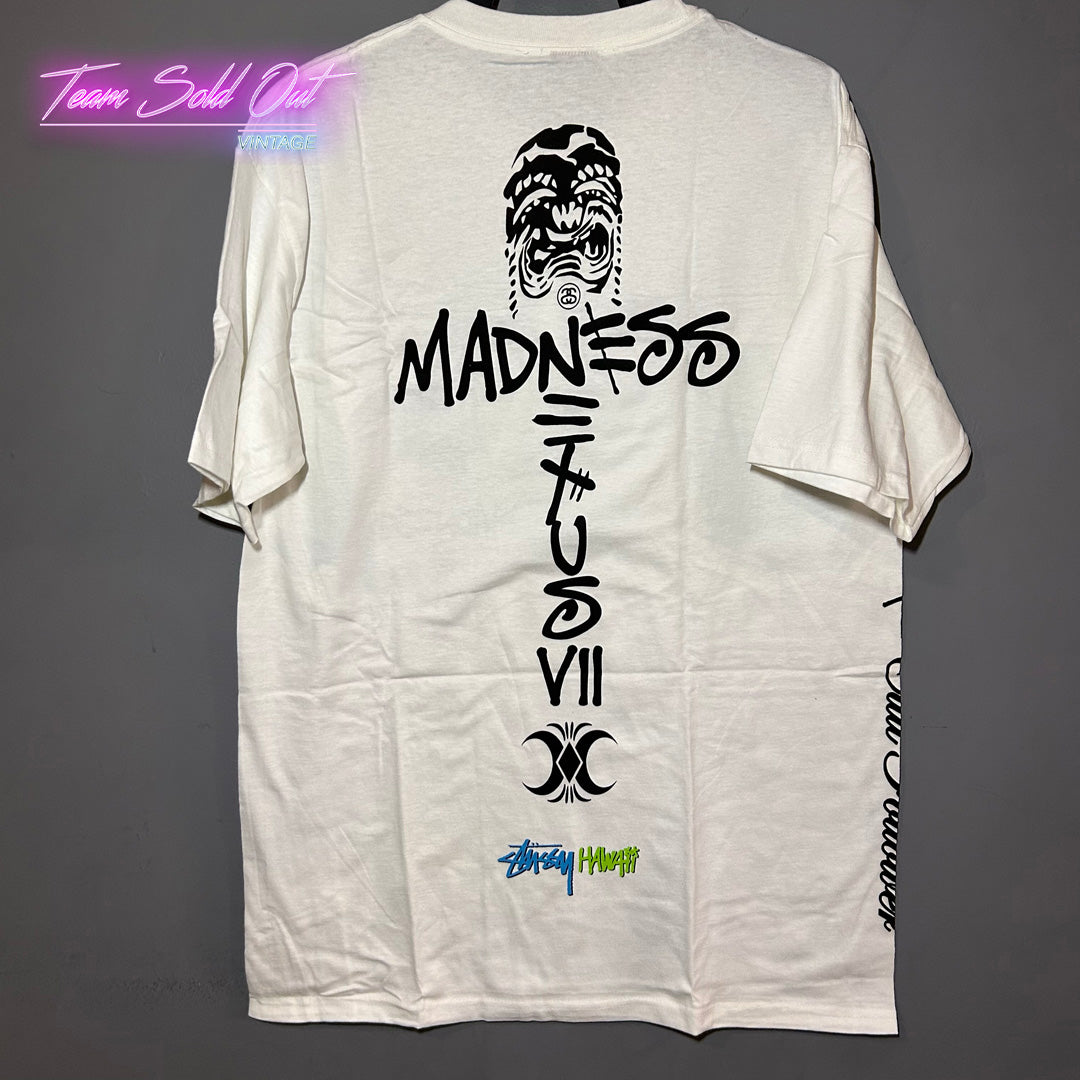 Vintage New Stussy White Hawaii Madness Tee T-Shirt Medium