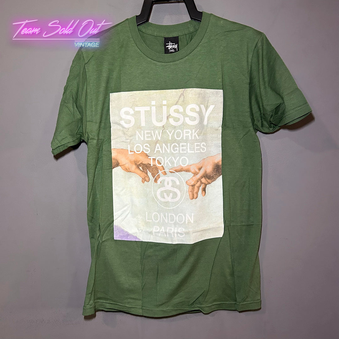 Vintage New Stussy Green Creation World Tour Tee T-Shirt Small
