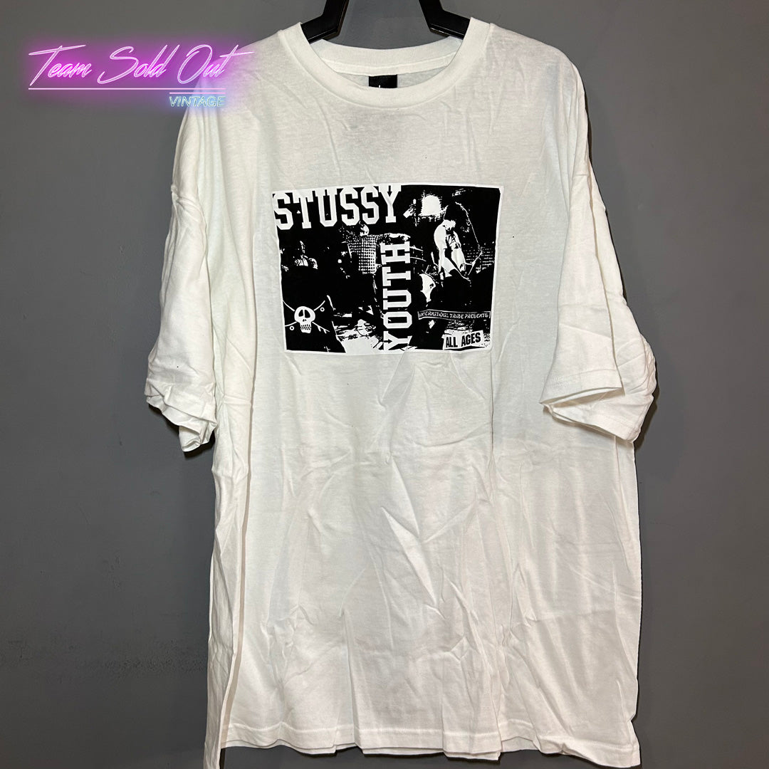 Vintage New Stussy White Stussy Youth Tee T-Shirt 2XL