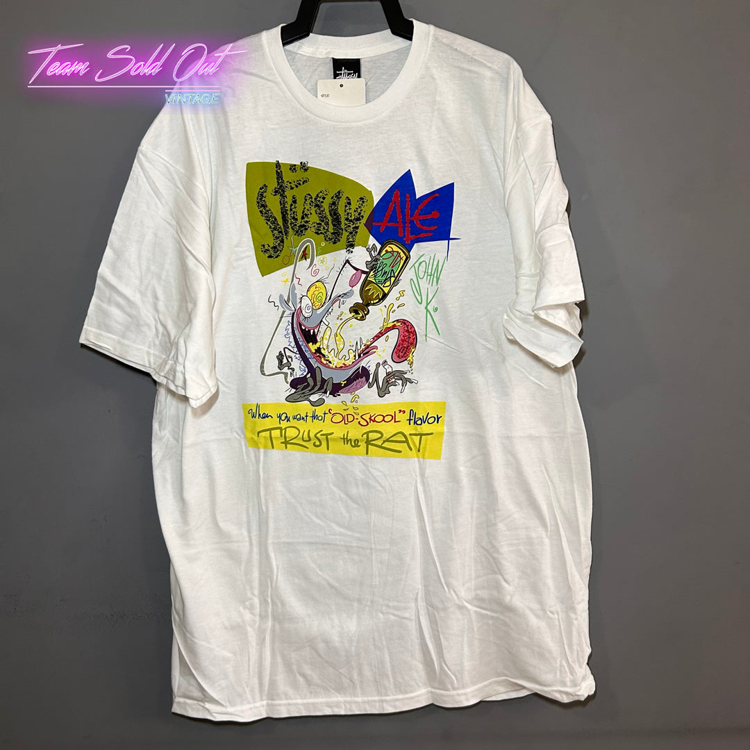 Vintage New Stussy White Trust The Rat Tee T-Shirt XL