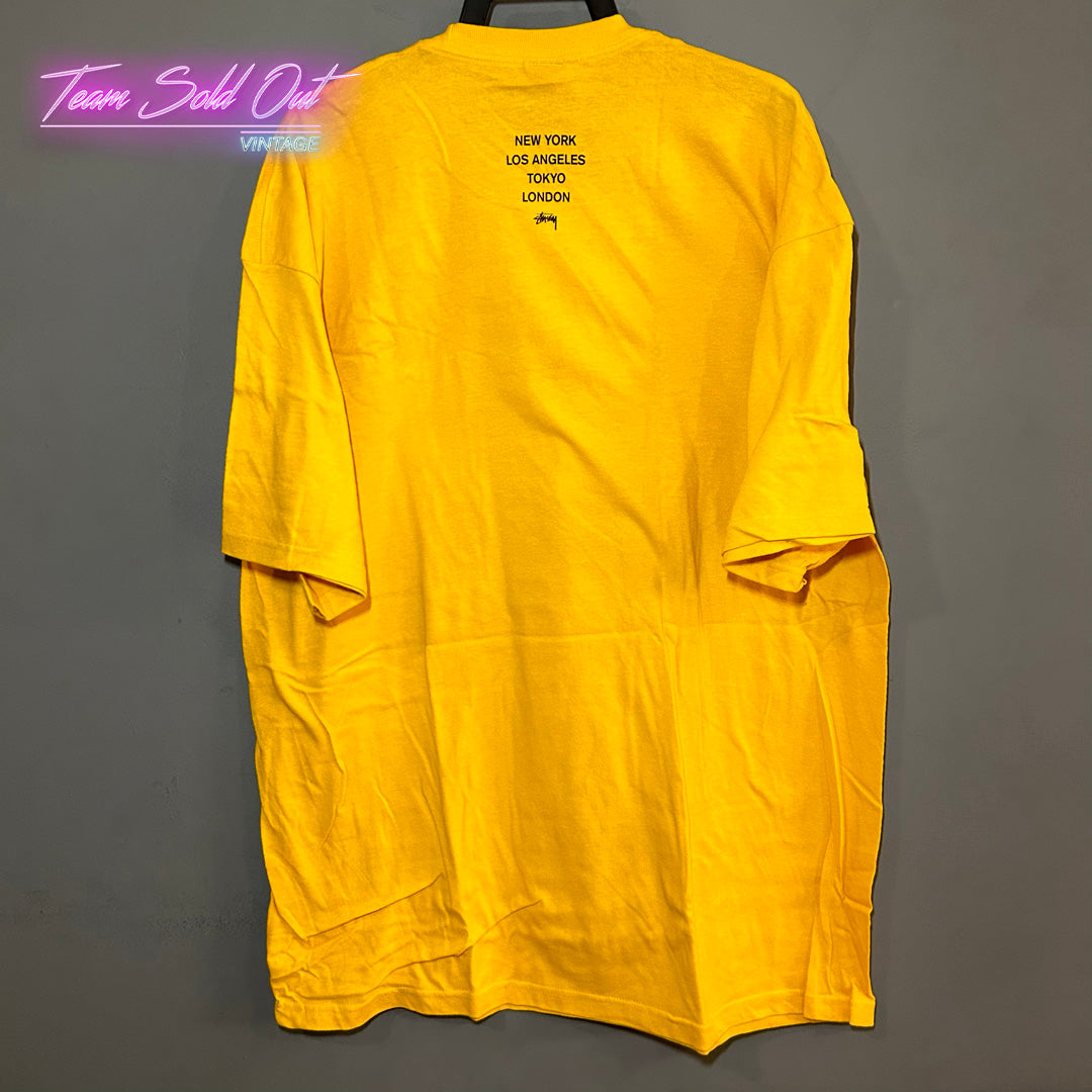 Vintage New Stussy Yellow N 4 Tee T-Shirt XL