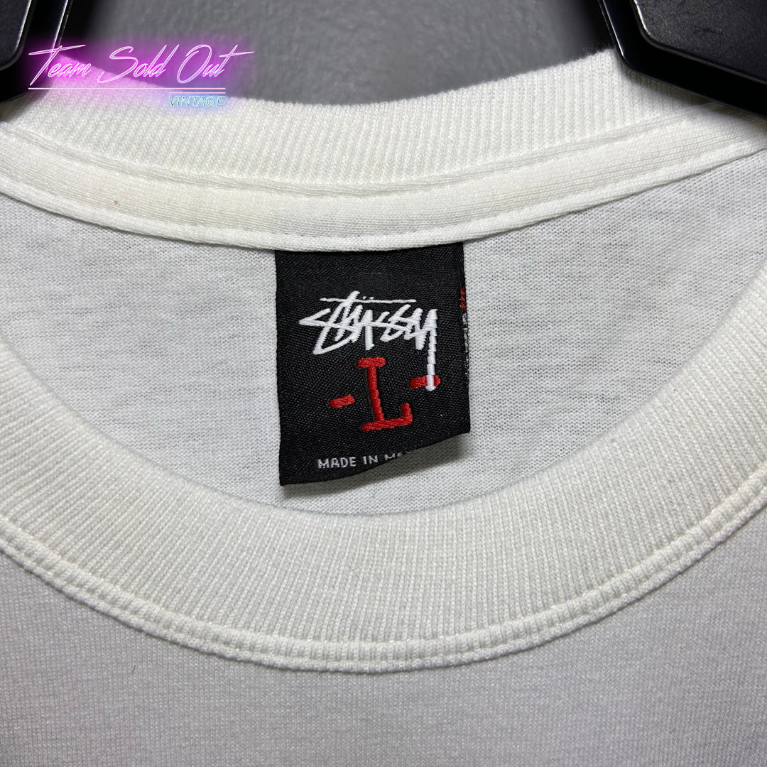 Vintage New Stussy White Rock The Mic Right Long Sleeve Tee Large
