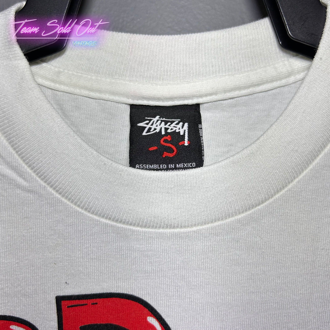 Vintage New Stussy White Spill The Blood Tee T-Shirt Small