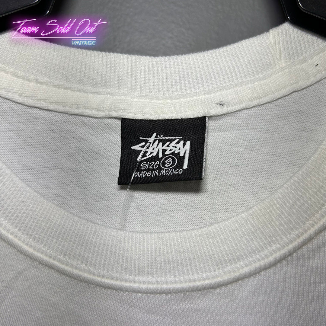 Vintage New Stussy White Long-Sleeve Tee T-Shirt Small