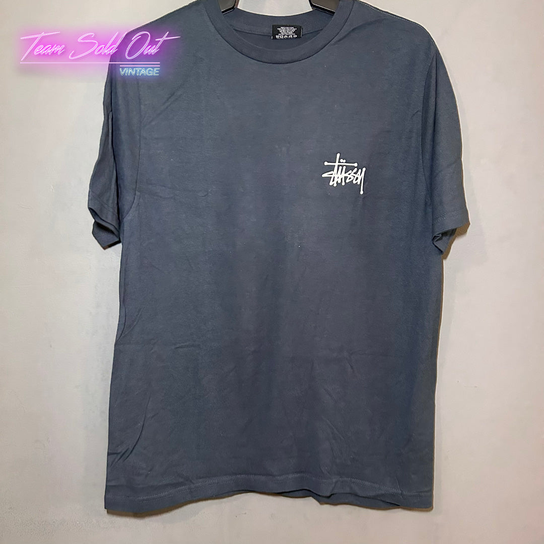 Vintage New Stussy Dark Blue Basic Logo Tee T-Shirt Medium
