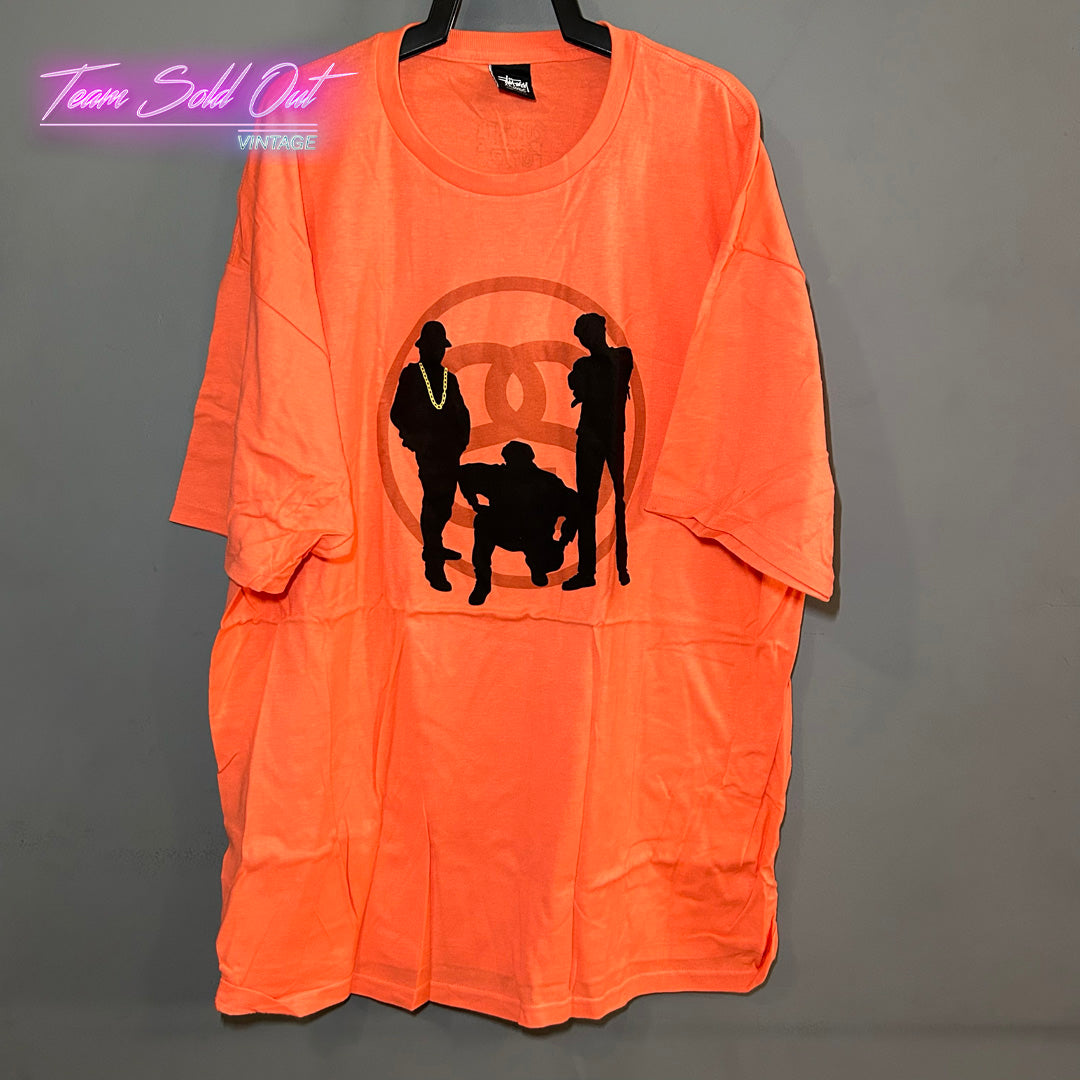 Vintage New Stussy Orange Link Posse Tee T-Shirt 2XL