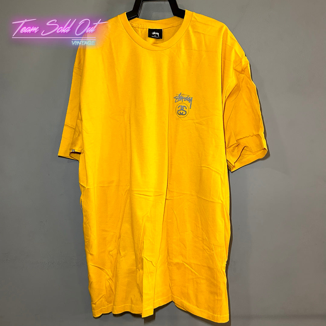 Vintage New Stussy Yellow Big Link SS Tee T-Shirt XL