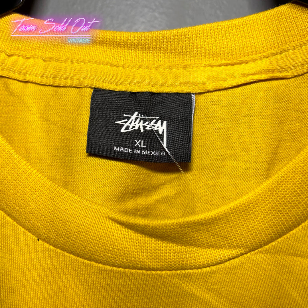 Vintage New Stussy Yellow Big Link SS Tee T-Shirt XL