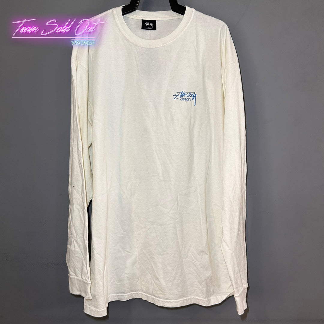 Vintage New Stussy White Designs Long-Sleeve Tee T-Shirt XL