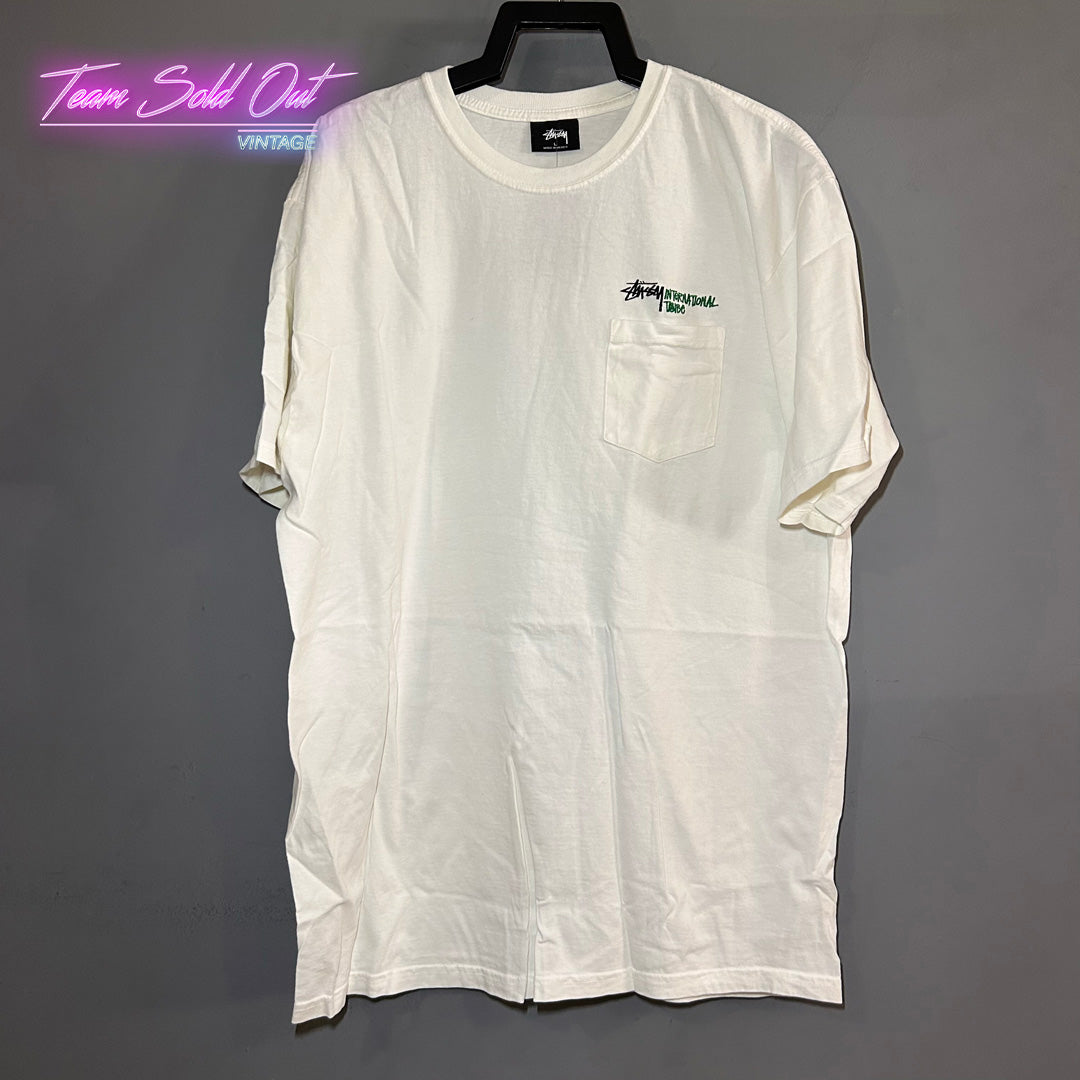 Vintage New Stussy White International Tribe Tee T-Shirt Large