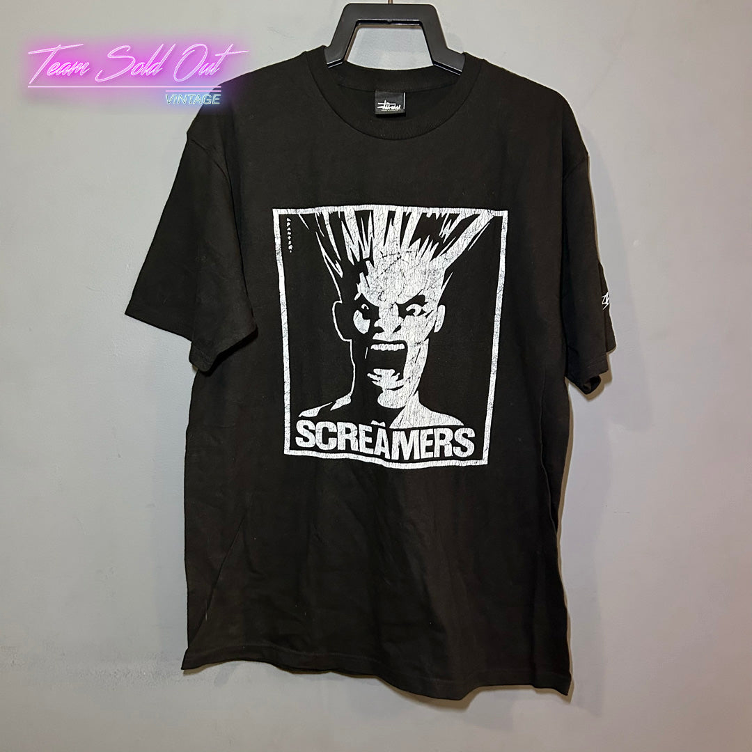 Vintage New Stussy Black Screamers Tee T-Shirt Medium
