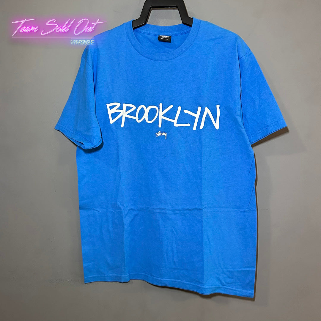 Vintage New Stussy Blue Brooklyn Tee T-Shirt Medium
