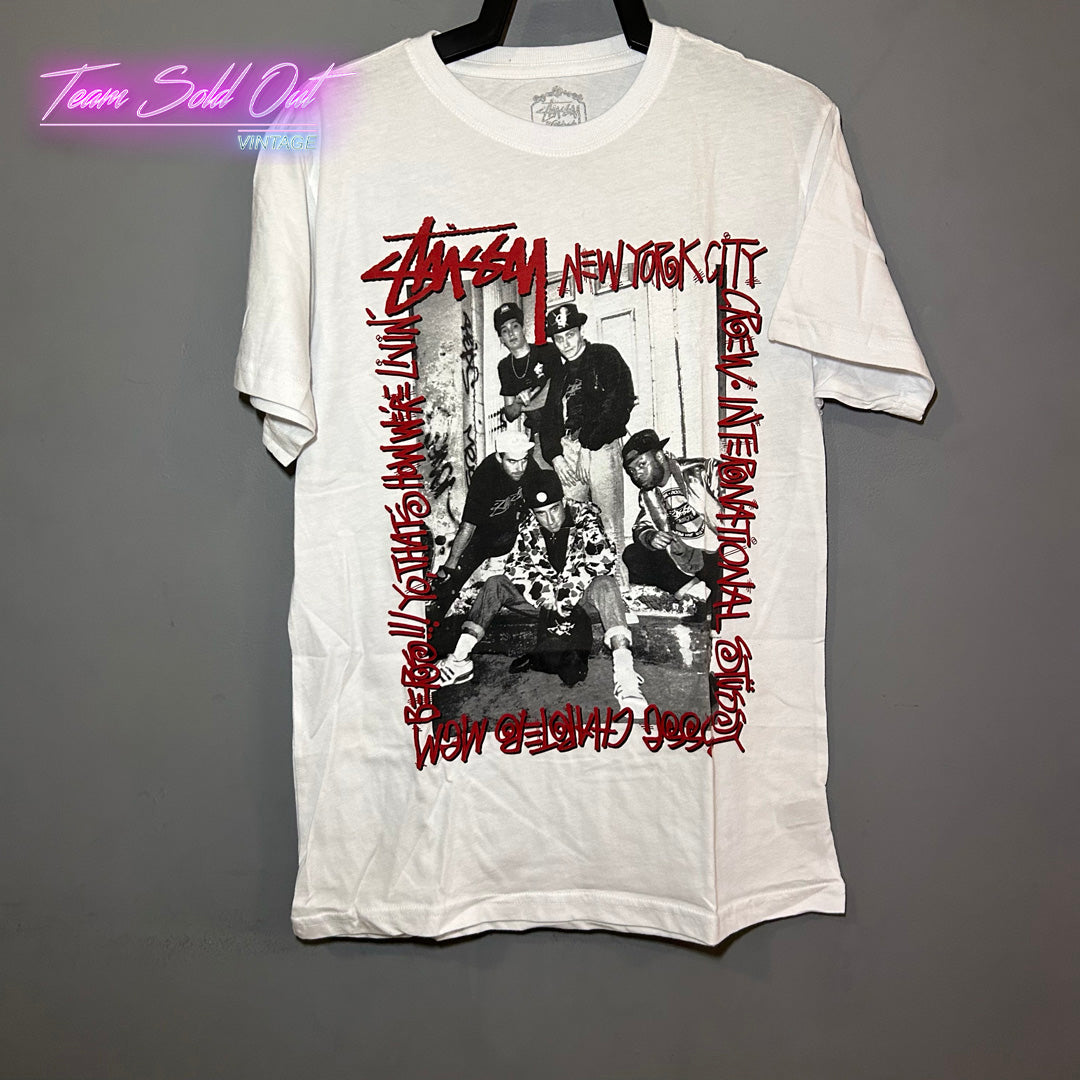 Vintage New Stussy White That's How We're Livin NYC Crew Tee T-Shirt Medium