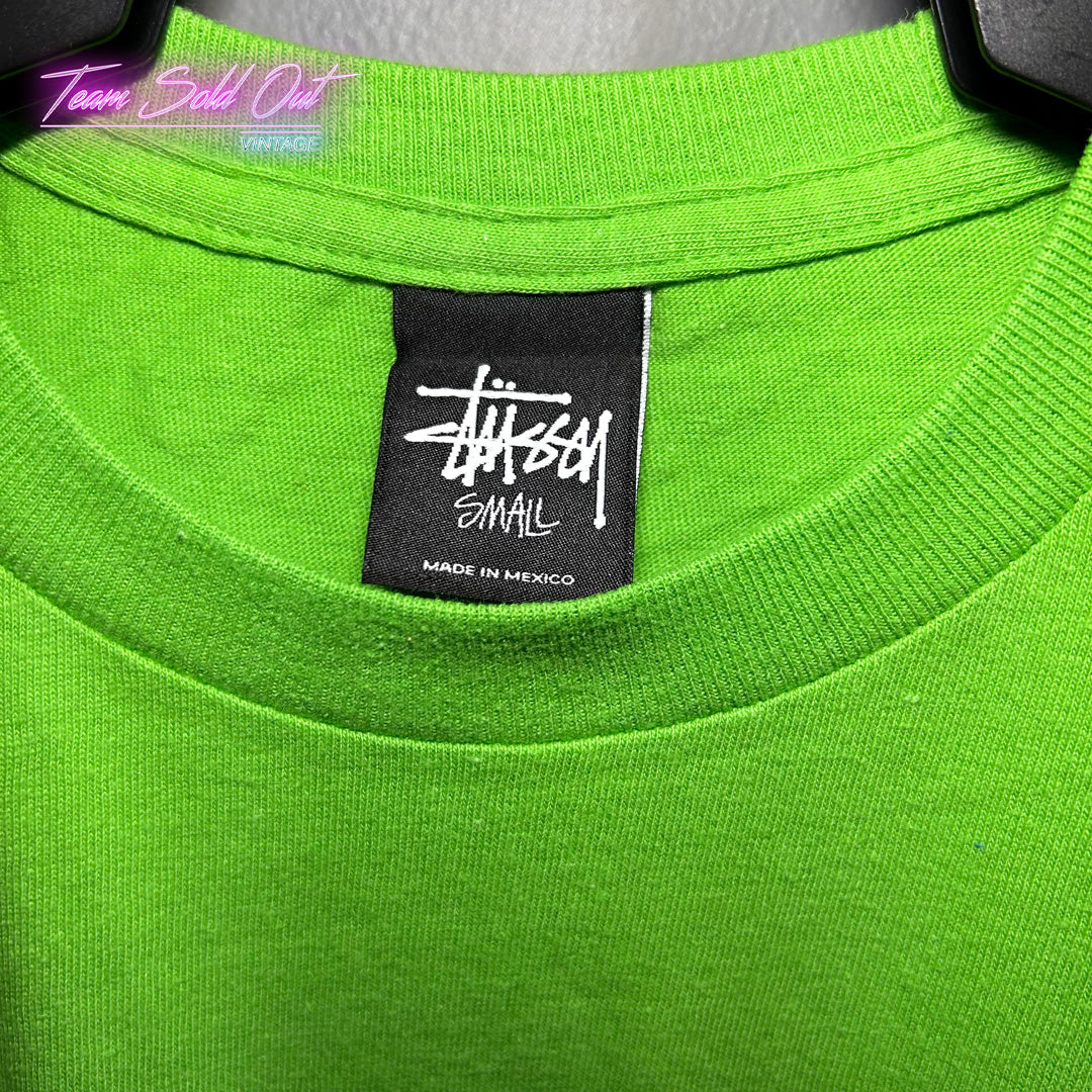 Vintage New Stussy Light Green Basic Logo Tee T-Shirt Small