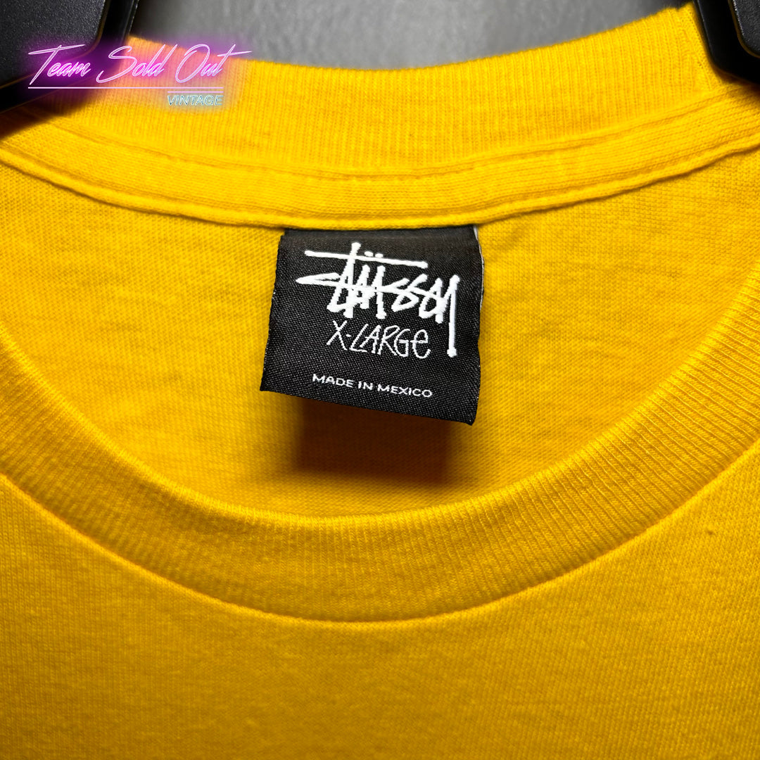 Vintage New Stussy Yellow Bobsled Team Tee T-Shirt XL