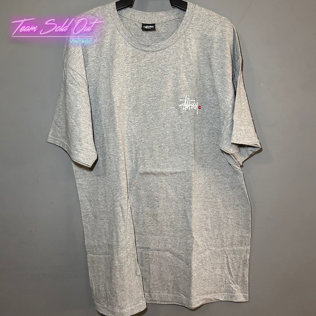 Vintage New Stussy Grey Basic Logo Tee T-Shirt Large