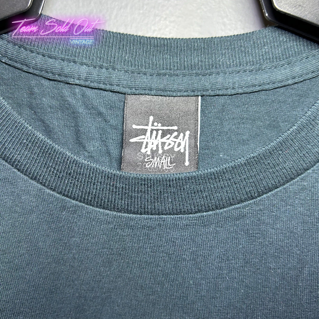 Vintage New Stussy Teal Rules Tee T-Shirt Small