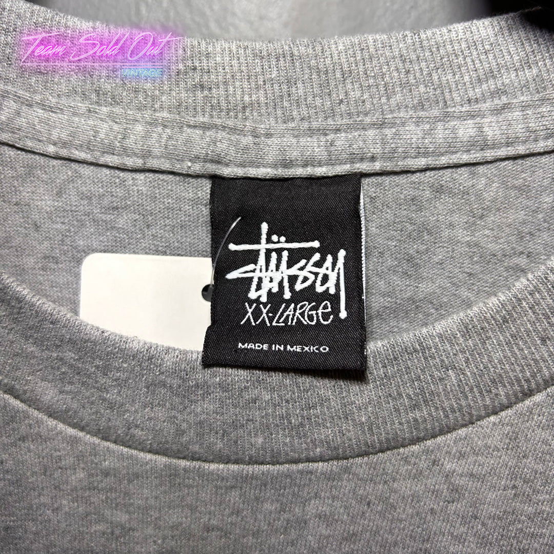 Vintage New Stussy Grey Knowledge Is King Tee T-Shirt 2XL