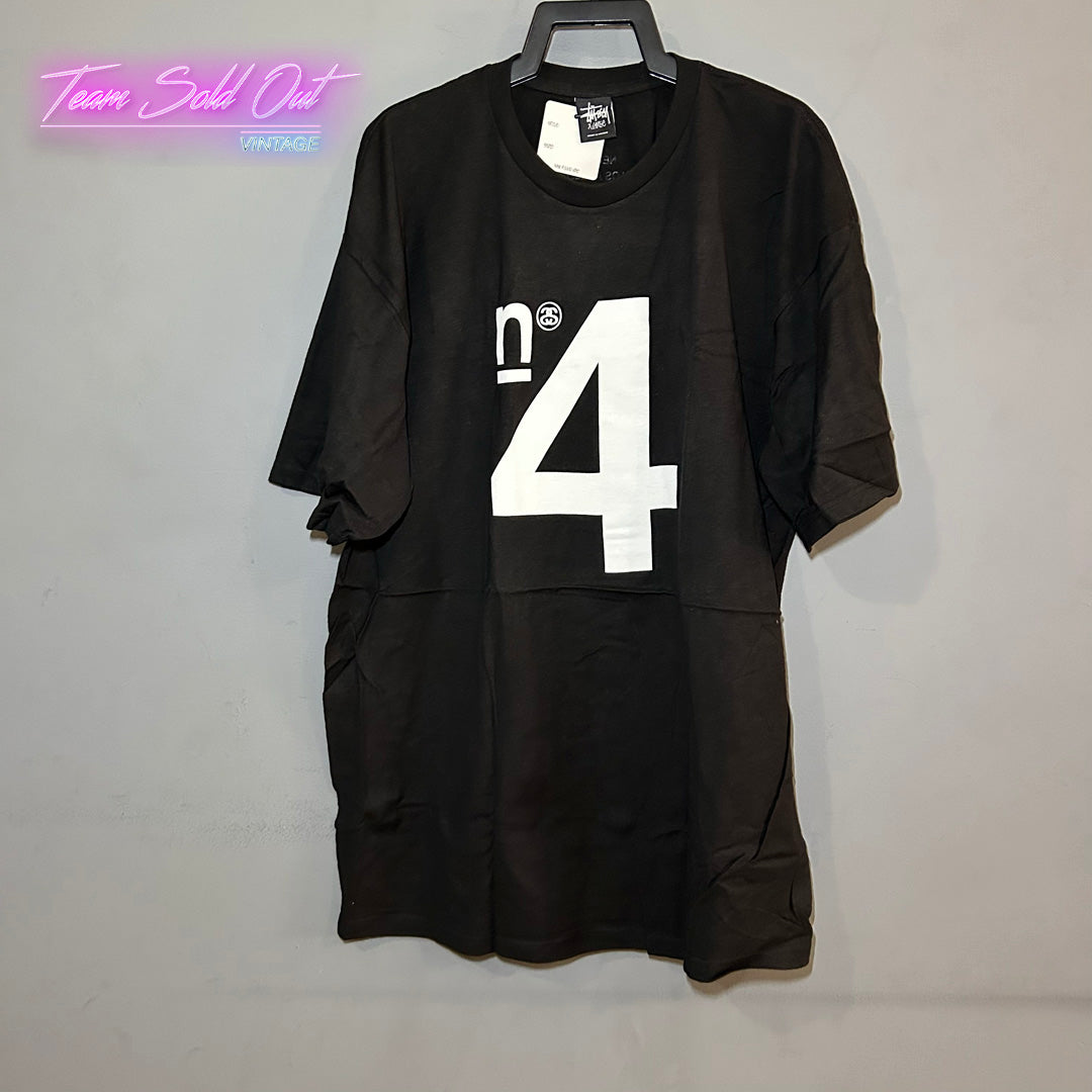 Vintage New Stussy Black N 4 Tee T-Shirt XL