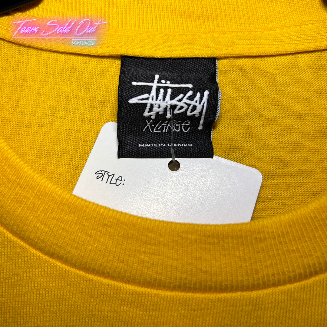 Vintage New Stussy Yellow N 4 Tee T-Shirt XL