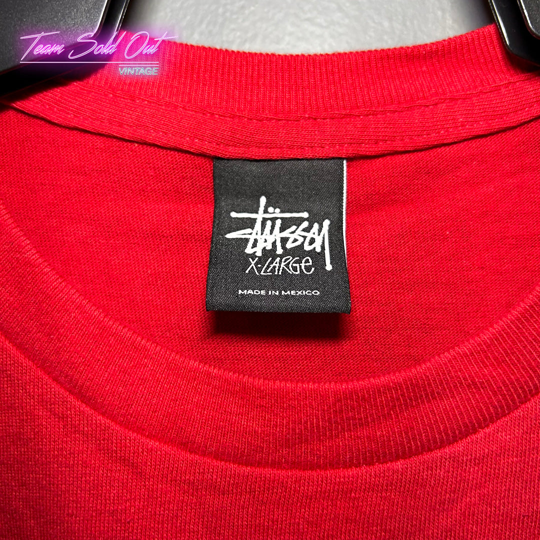 Vintage New Stussy Red Yesterday Today Tomorrow Tee T-Shirt XL