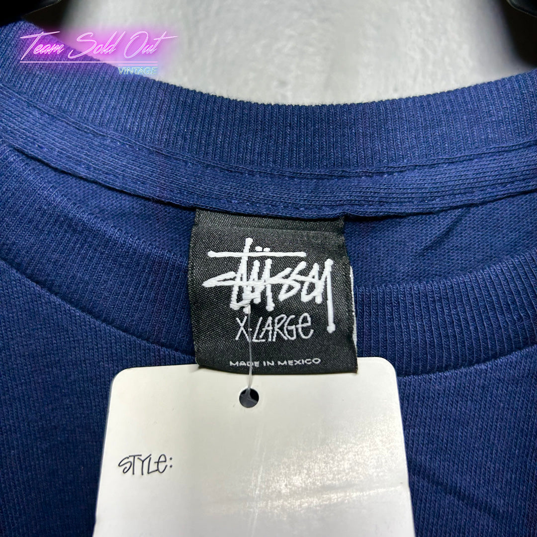Vintage New Stussy Blue International And Then Some Tee T-Shirt XL