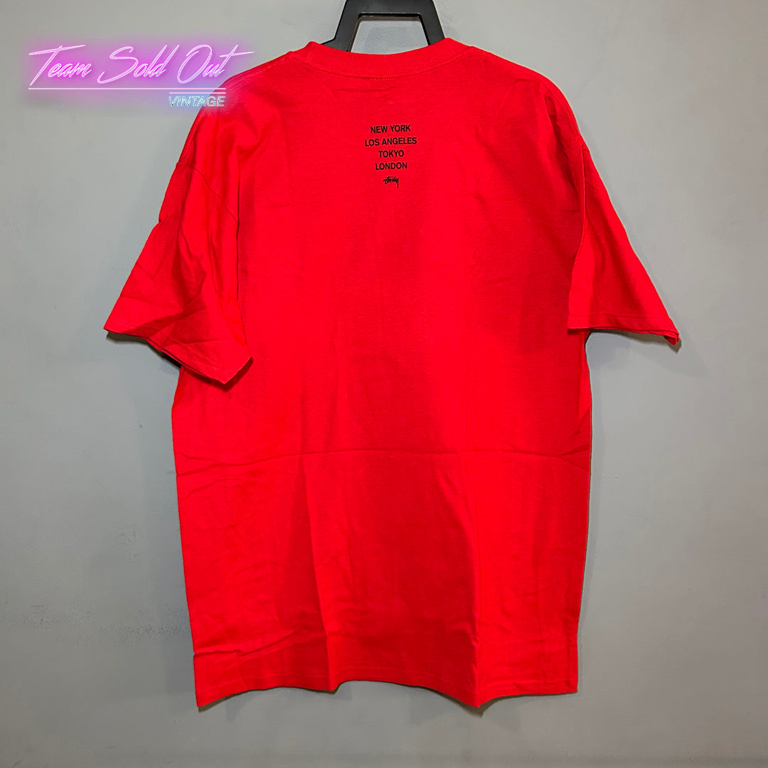 Vintage New Stussy Red N 4 Tee T-Shirt Large