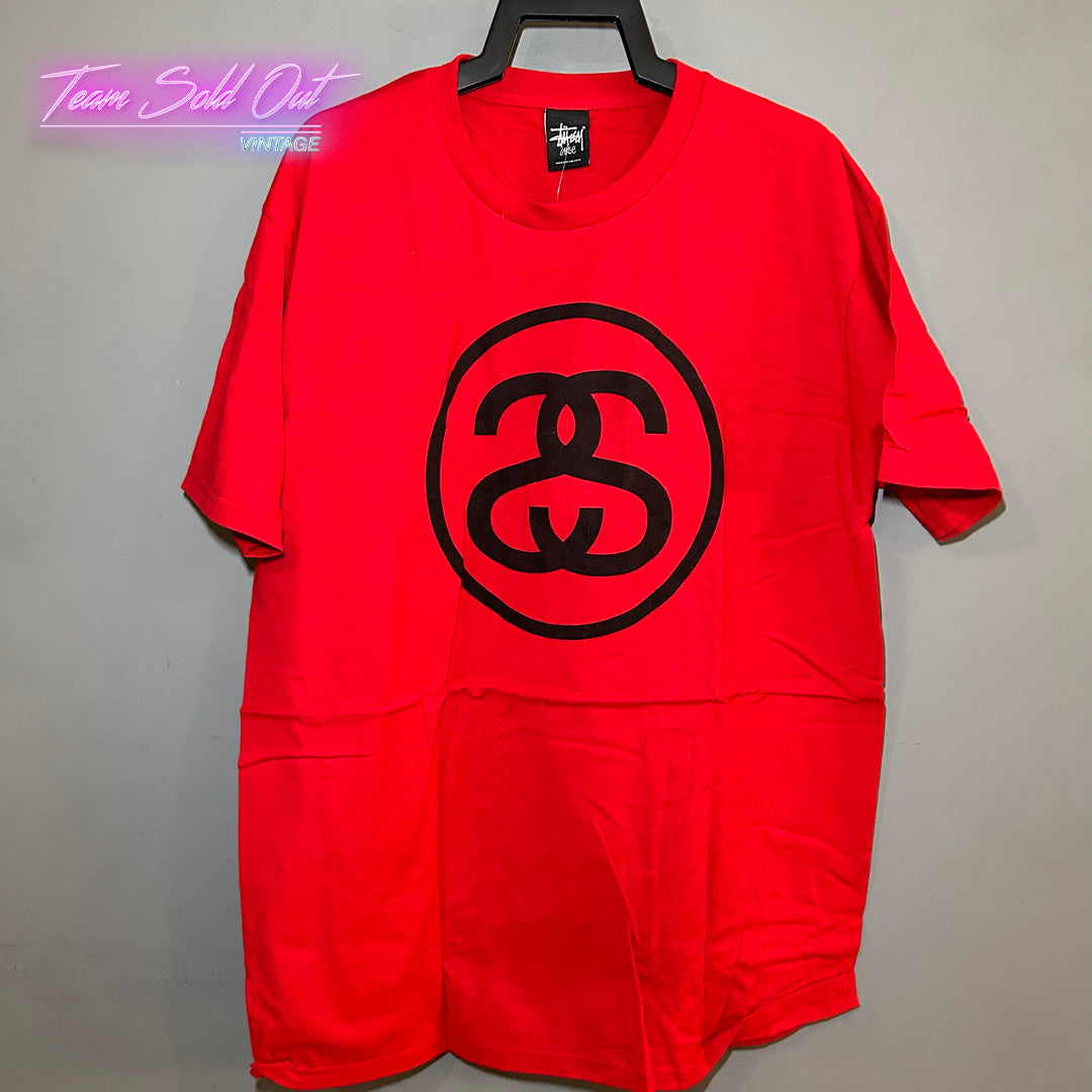 Vintage New Stussy Red SS Link Tee T-Shirt Large
